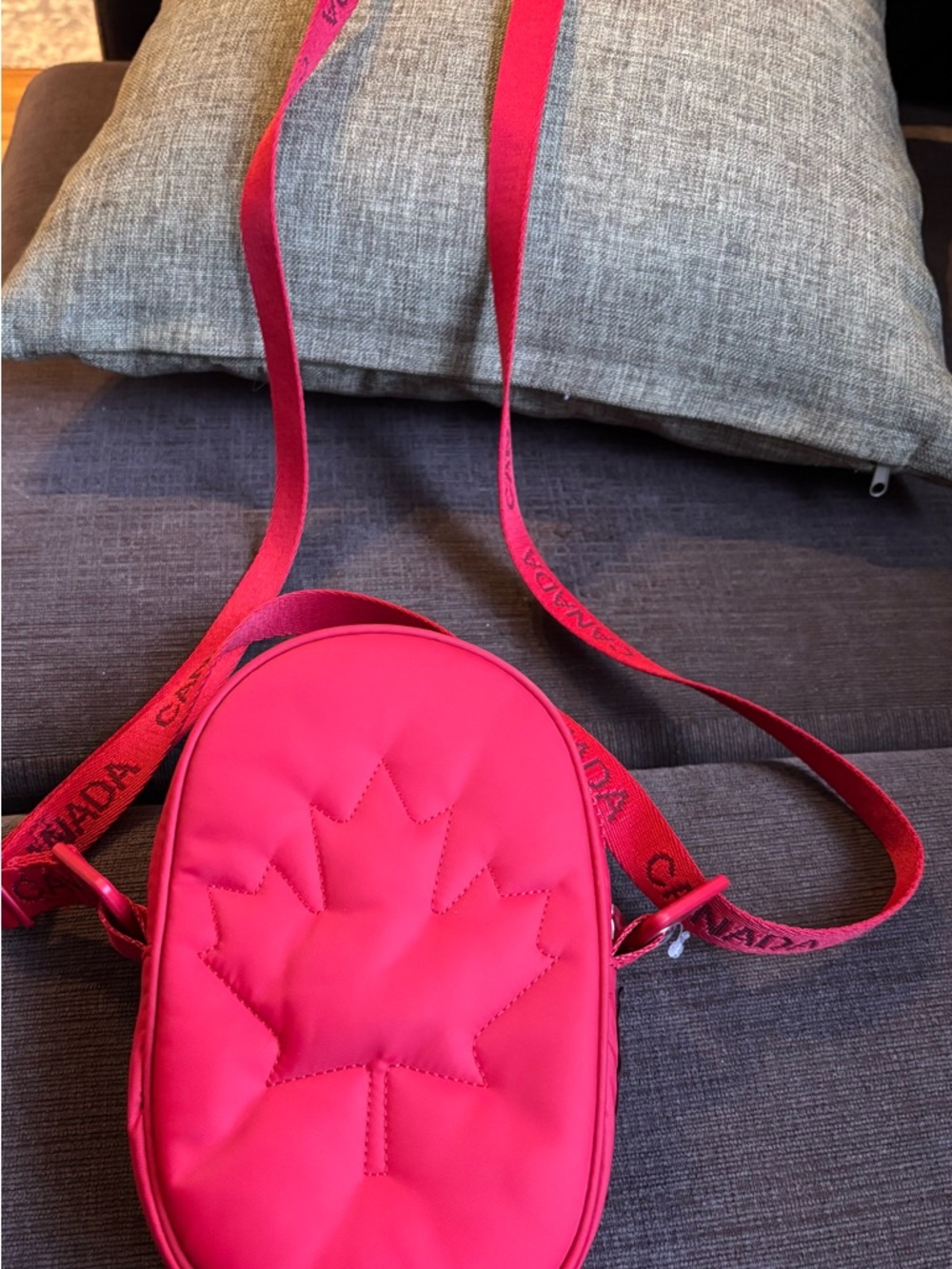 Red Quilted Maple Leaf Crossbody Bag never used